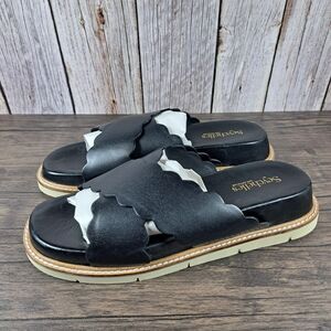 Seychelles Black Woodstock Leather Slide Sandals Women's Sz 9 (VGC)